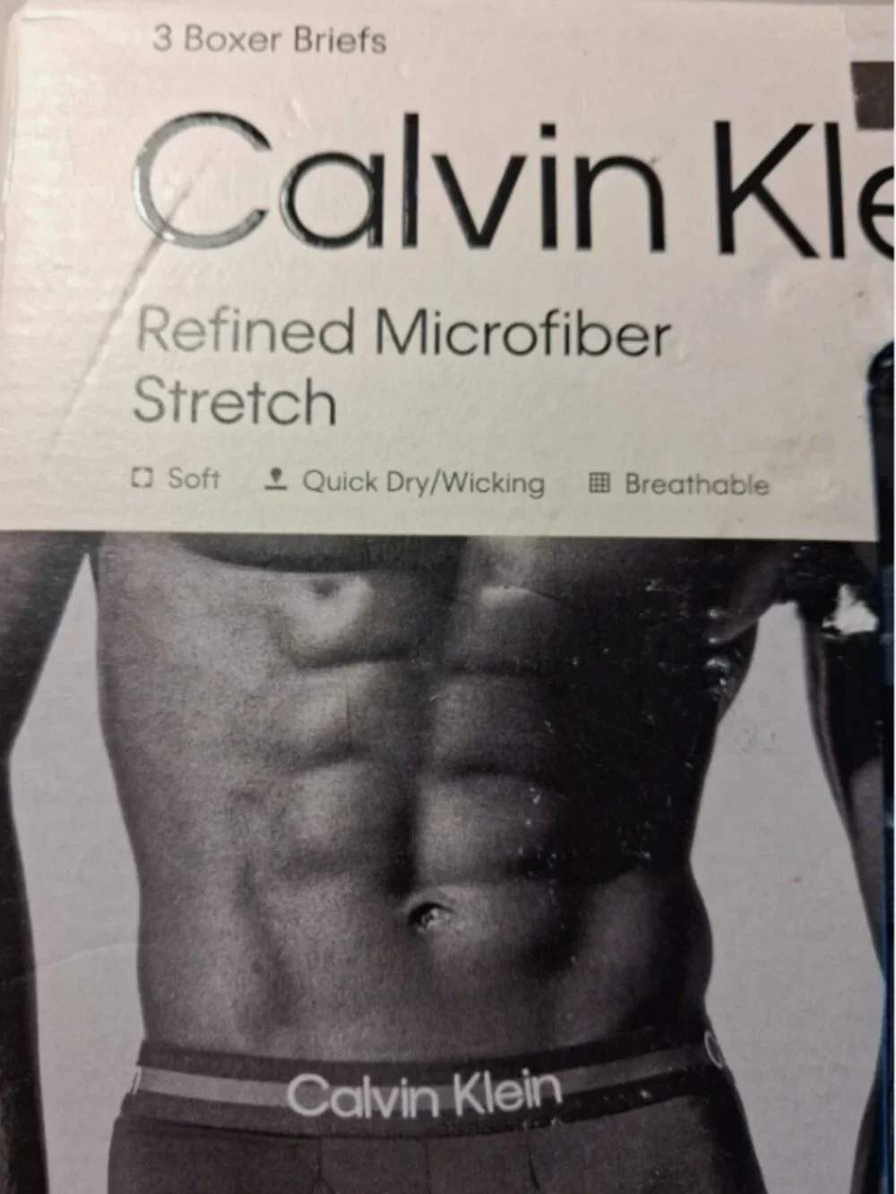 Calvin Klein Mens Boxer Briefs XL 3-Pack Microfiber Stretch Logo Waistband
